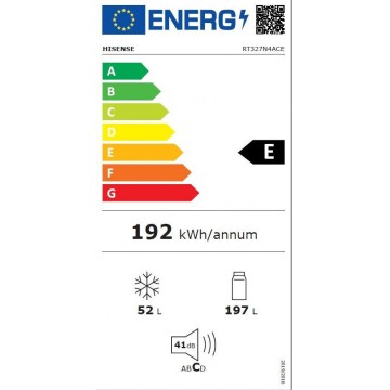 Hisense RT327N4ACE Ψυγείο Δίπορτο Total NoFrost Υ167.6xΠ55xΒ56.7εκ. Inox